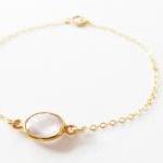 Rose Quartz Bracelet, 14kt Gold Filled Bracelet,..