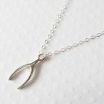 Sterling Silver Wishbone Necklace, Sterling Silver..