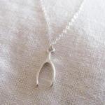 Sterling Silver Wishbone Necklace, Sterling Silver..