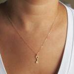 14kt Gold Key Necklace, Gold Filled Necklace Gift..