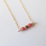 Pink Beaded Necklace, 14kt Gold Filled Necklace..