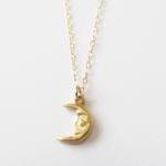 Crescent Moon Necklace, 14kt Gold Filled Necklace..