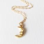 Crescent Moon Necklace, 14kt Gold Filled Necklace..