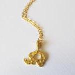 Gold Elephant Necklace, 14kt Gold Filled Necklace,..