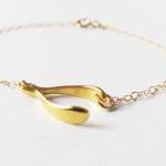 Gold Sideways Wishbone Bracelet, 14kt Gold Filled..