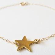 Gold Star Bracelet, 14kt Gold Filled Bracelet, Gift for Her