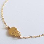 Gold Sugar Skull Bracelet, 14kt Gold Filled Bracelet, Gift for Her