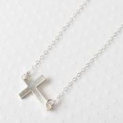 Sterling Silver Sideways Cross Necklace, Sterling Silver Necklace