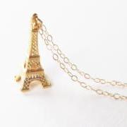 Eiffel Tower Necklace, Gold Filled Necklace Gift for Her