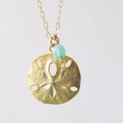Gold Sand Dollar Necklace, 14kt Gold Filled Necklace, Gift for Her