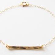 Hammered Bar Bracelet, 14kt Gold Filled Bracelet, Gift for Her