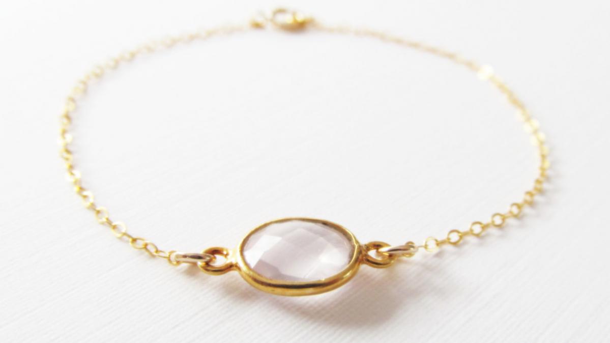 Rose Quartz Bracelet, 14kt Gold Filled Bracelet, Gift For Her