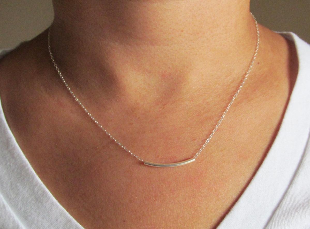 Sterling Silver Bar Necklace, Sterling Silver Necklace