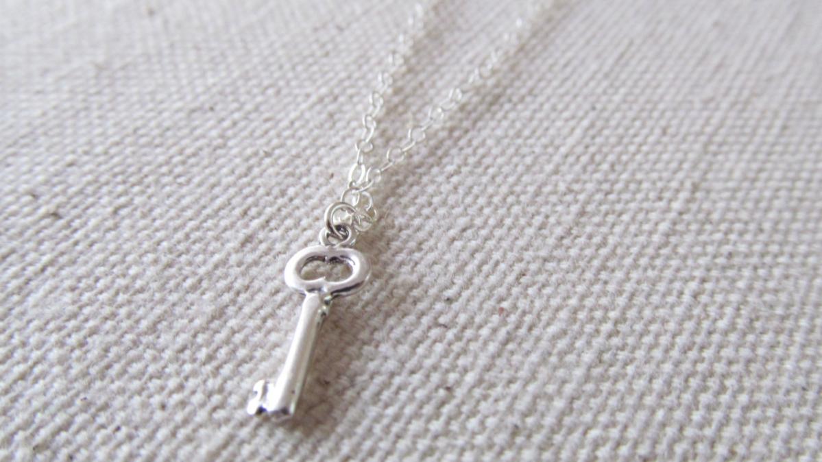 Sterling Silver Key Necklace, Sterling Silver Necklace