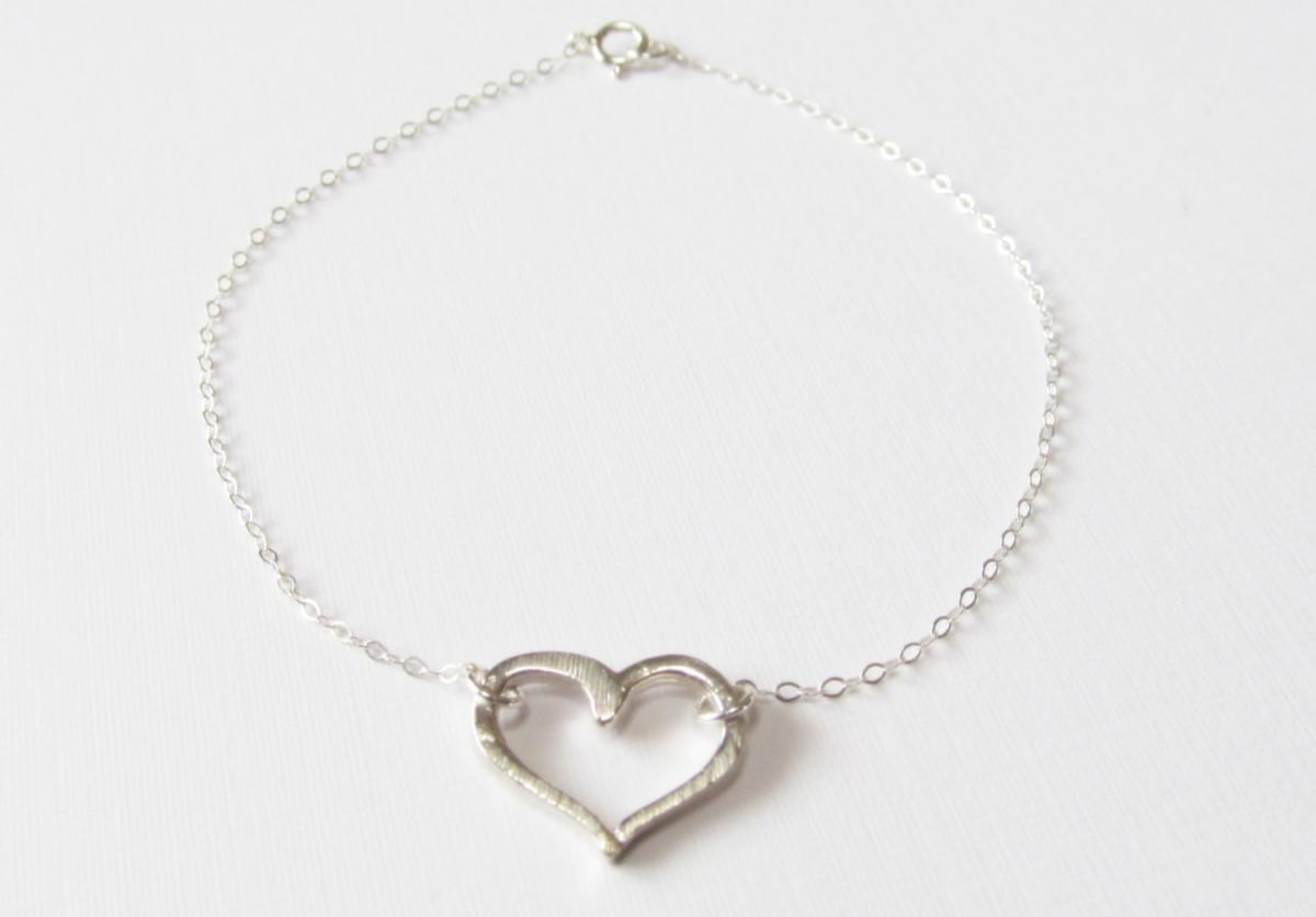 Sterling Silver Heart Bracelet, Sterling Silver Bracelet, Gift For Her