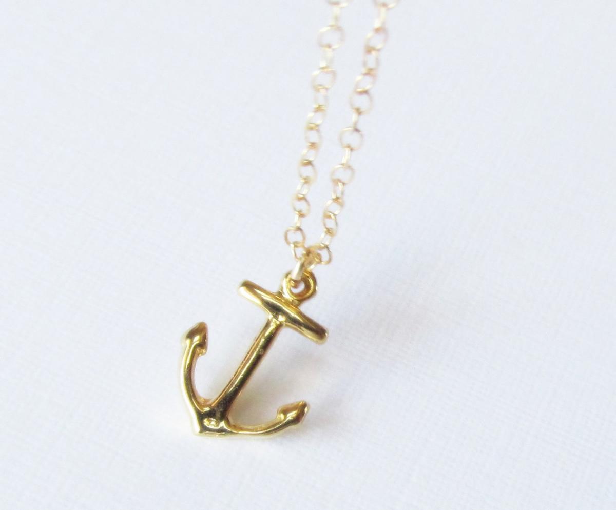 Gold Anchor Necklace, 14kt Gold Filled Necklace, Gift For Her