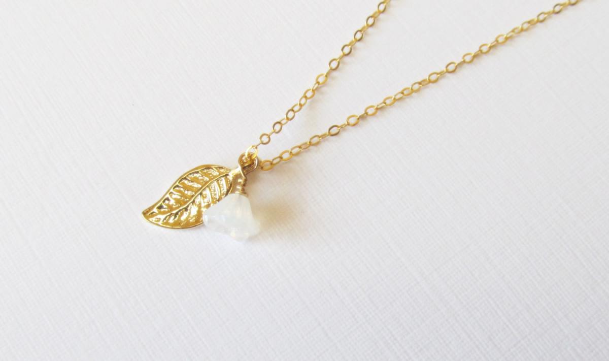 Gold Leaf Necklace, Gold Filled Necklace Gift For Her