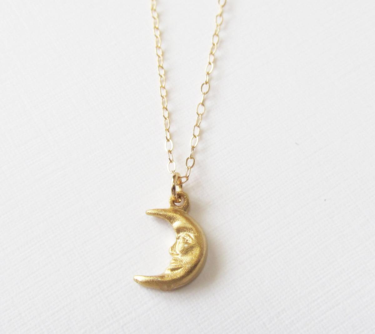 Crescent Moon Necklace, 14kt Gold Filled Necklace Gift For Her