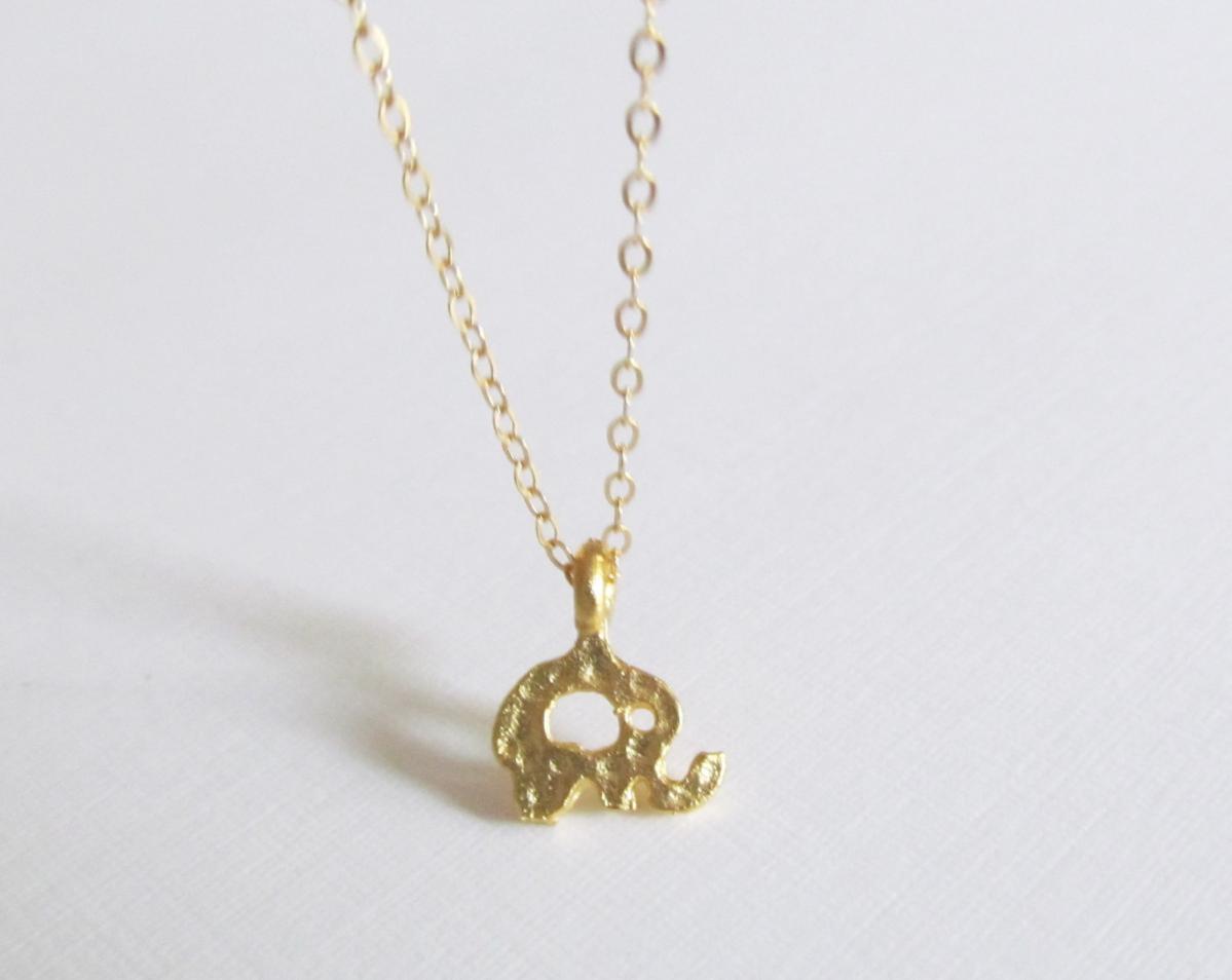 Gold Elephant Necklace, 14kt Gold Filled Necklace, Gift For Her