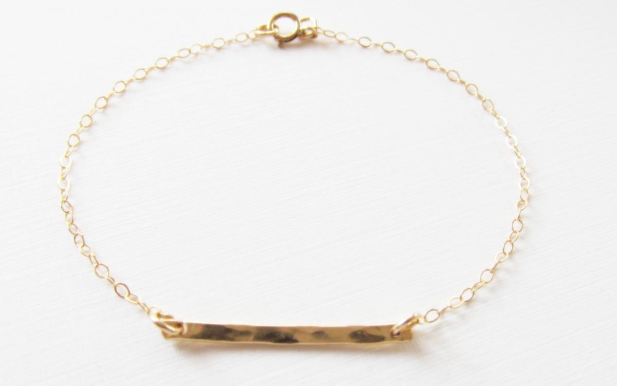 Hammered Bar Bracelet, 14kt Gold Filled Bracelet, Gift For Her