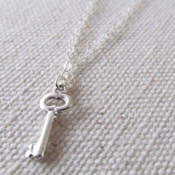 Sterling Silver Key Necklace, Sterling Silver Necklace