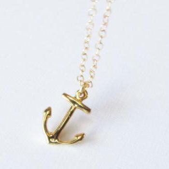 Gold Anchor Necklace, 14kt Gold Filled Necklace, Gift For Her on Luulla