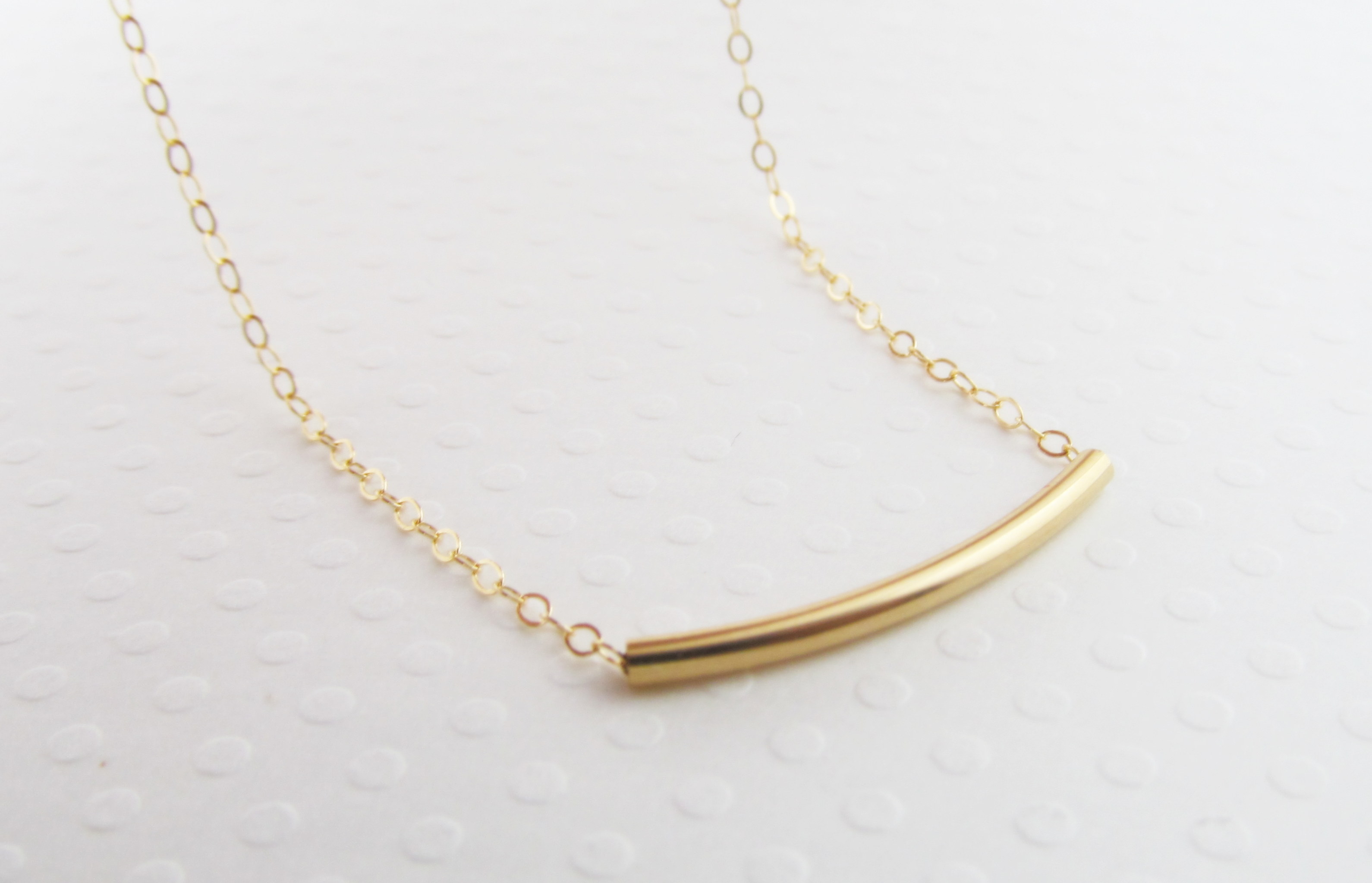 Gold Bar Necklace, 14kt Gold Filled Necklace, Gift For Her on Luulla