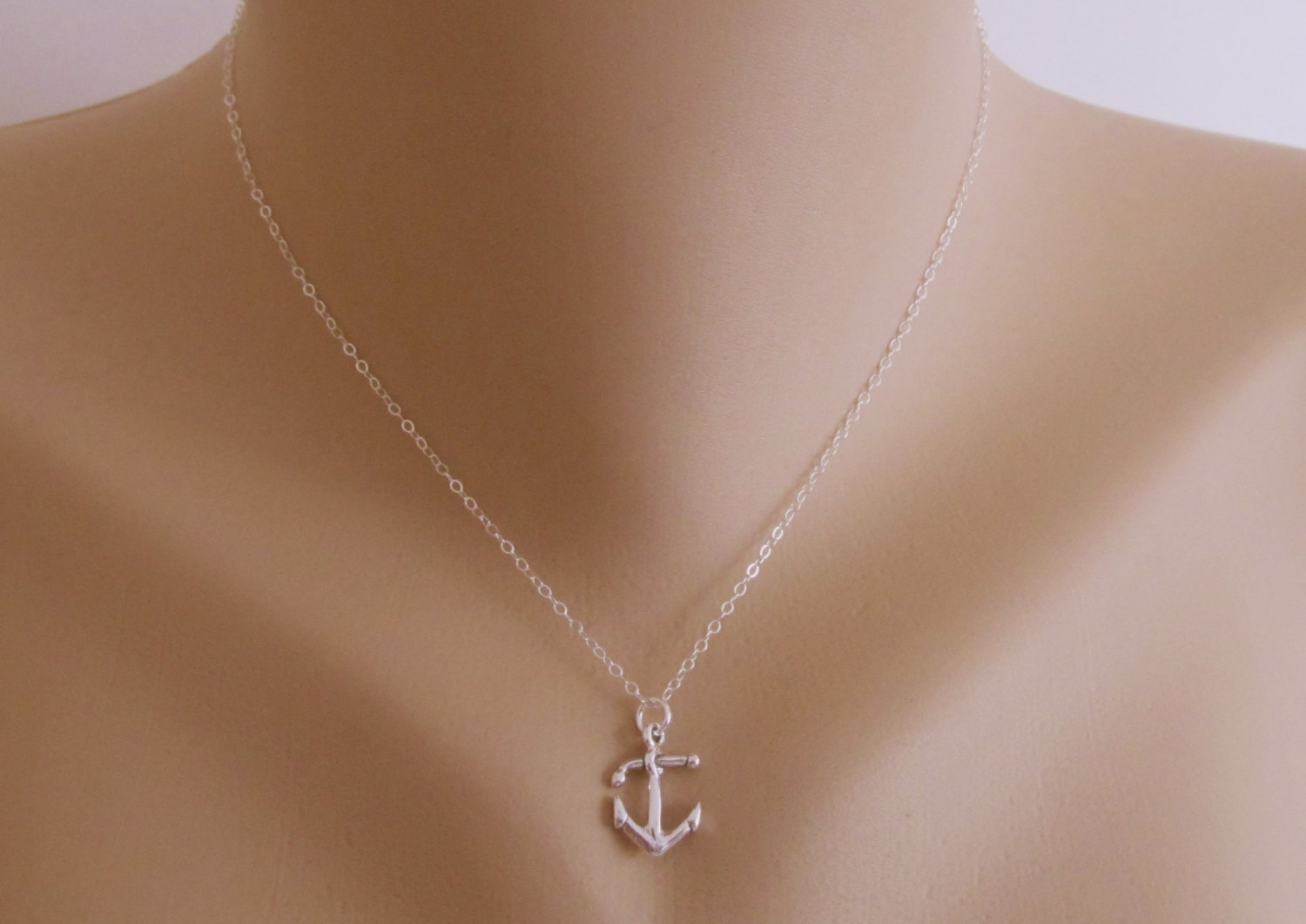 Sterling Silver Anchor Necklace Sterling Silver Necklace Nautical Necklace On Luulla