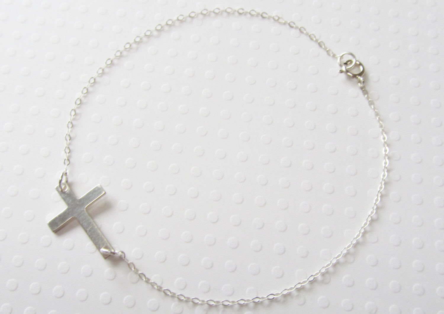 Sterling Silver Sideways Cross Bracelet, Sterling Silver Bracelet, Gift ...