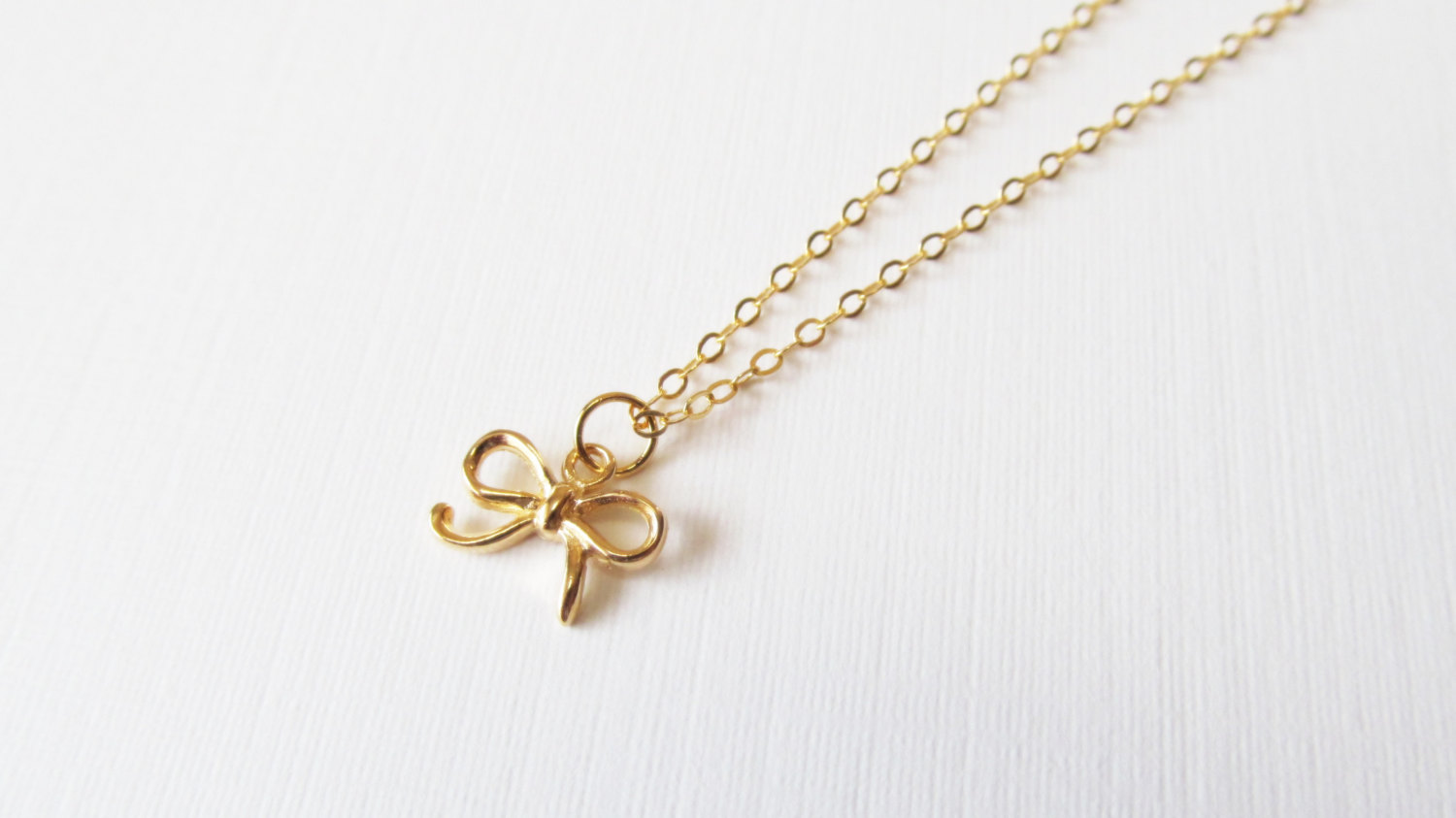 Gold Bow Necklace, Gold Filled Necklace Gift For Her on Luulla